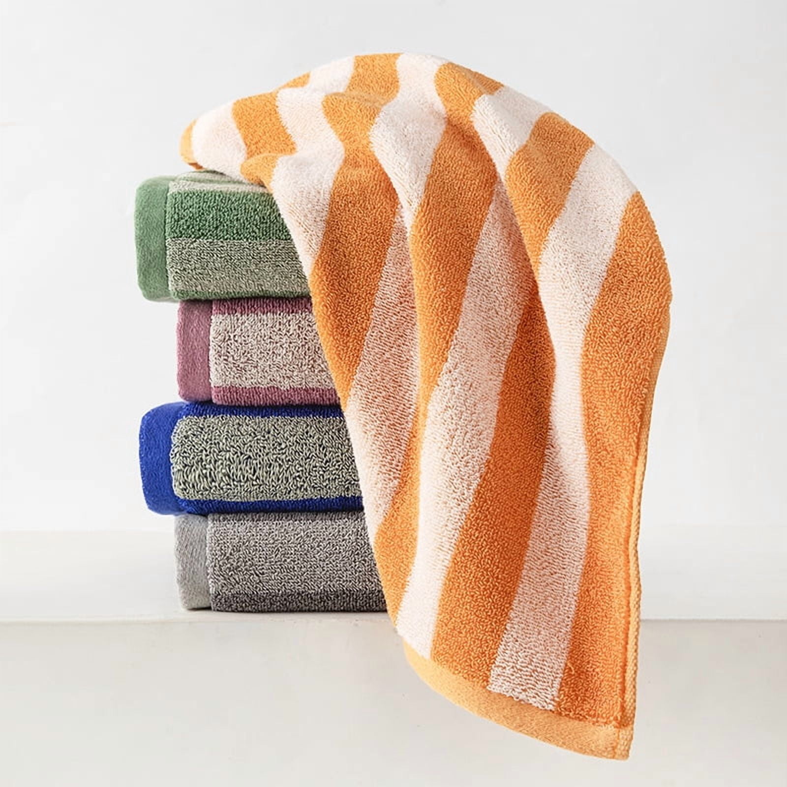 Zhuge 4-Pack Orange Cotton Body Wash Cloths 13.4×29.1in, Ultra Soft & Highly Absorbent Towels for Bathroom, Body & Face Cleansing, Home & Travel Daily Use