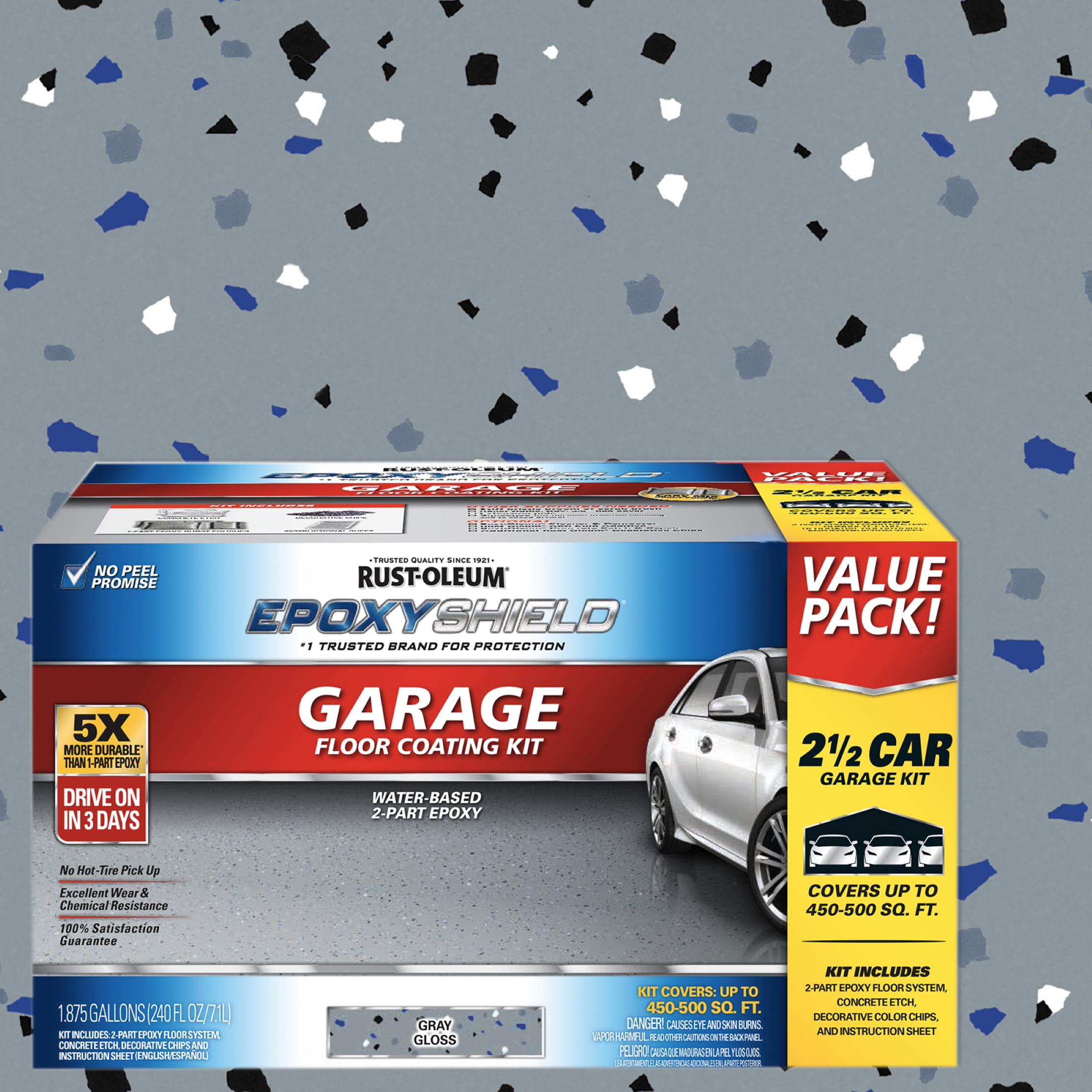 Gray, Rust-Oleum EpoxyShield Gloss Garage Floor Coating Kit