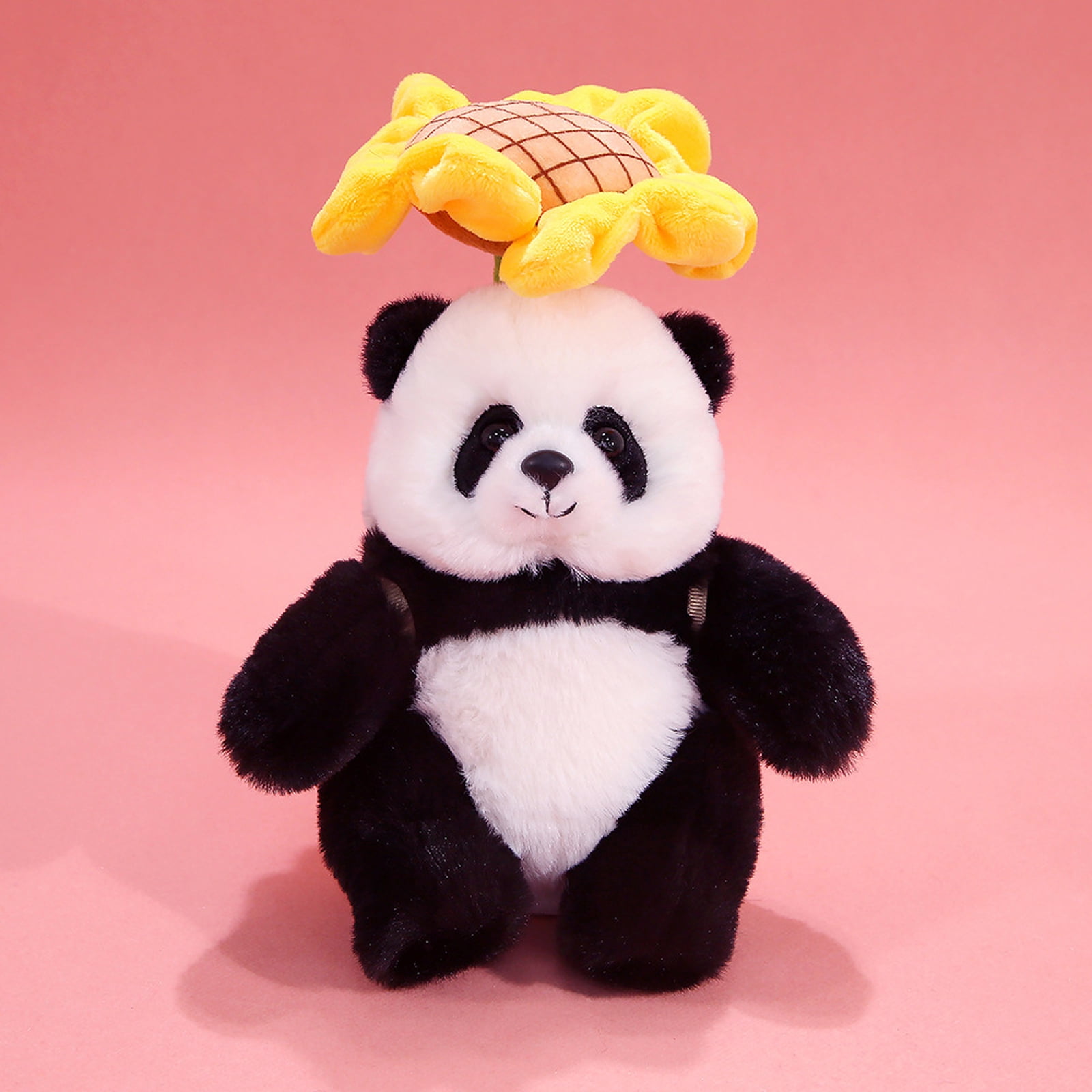 Panda Stuffed Animal Plush Toy - Soft Huggable Design with Sunflower Headpiece, No Tag - For Kids Boys Girls, Bedroom Decor, Playtime, Gifting