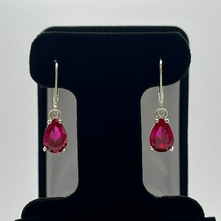 Solid 14K/18K Gold Drop Earrings, Teardrop Red Ruby Earrings Moissanite Minimalist Earrings, Wedding Bridal Jewelry Anniversary Gift for Her