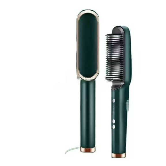 CNV  Multifunctional Hair Straightener Brush Heating Curler Straightener Comb Styler Hair Straightening Iron Beard Straightener (Color : Green)
