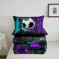 thumbnail image 4 of Erosebridal Sport Soccer Comforter Sets Queen Size,Geometric Buffalo Bedding Queen Comforter Set,Blue Purple Bedding Sets Queen with Comforter,Ball Gamer Room Decoration,Reversible,3 Pieces, 4 of 7