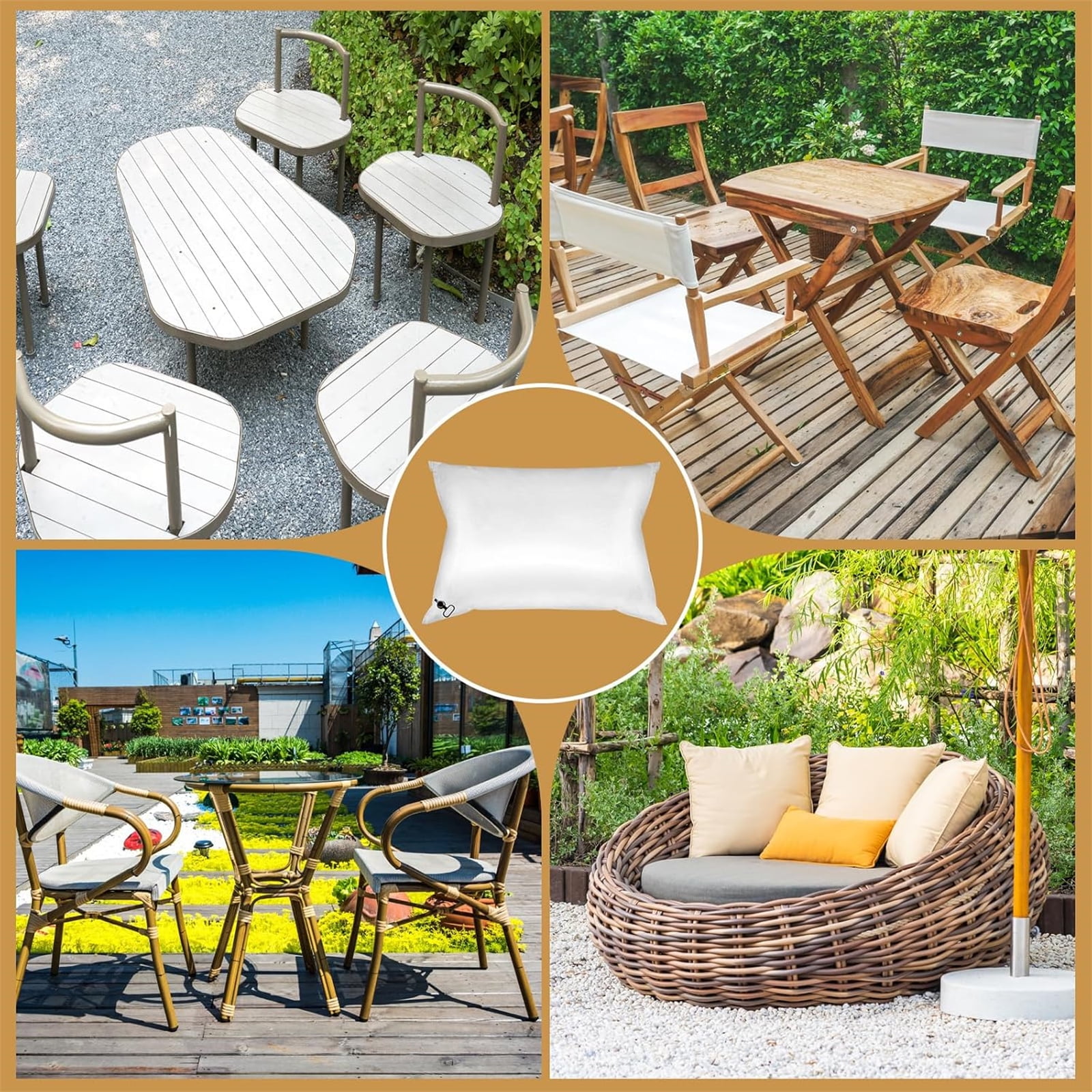 Inflatable Air Pillow For Outdoor Patios Furniture Covers Waterproof Support Cushions Prevents Rain Snow Buildups Sturdy Materials