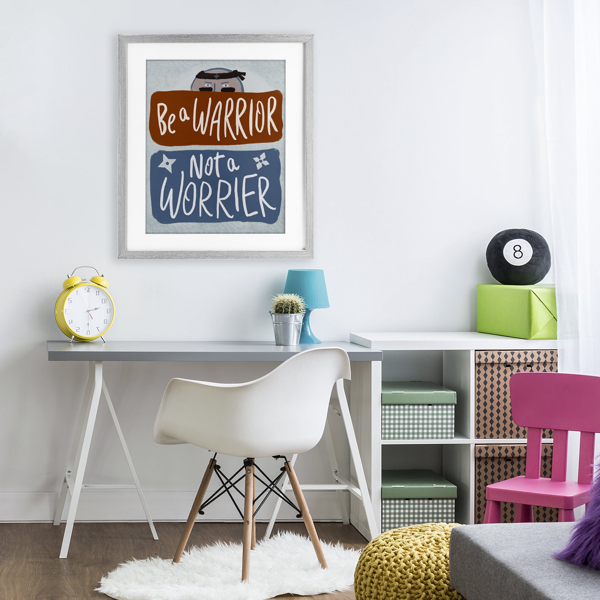 Stupell Industries Warrior Not Worrier Gray Framed Print Under Glass, design by Connie Summers