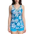 thumbnail image 1 of Fadeal Bathing Suit for Women Women Plus Size Tankini Swimsuits Two Piece Color Block Cutout Flowy Tummy Bathing Suits with Shorts Tankini Swimsuits for Women Sky Blue S, 1 of 4