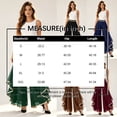 thumbnail image 3 of Women's High-Waisted Chiffon Palazzo Pants with Gold Trim - Tiered Ruffle Wide Leg Trousers, Flowy Boho Culottes for Summer Navy M, 3 of 5