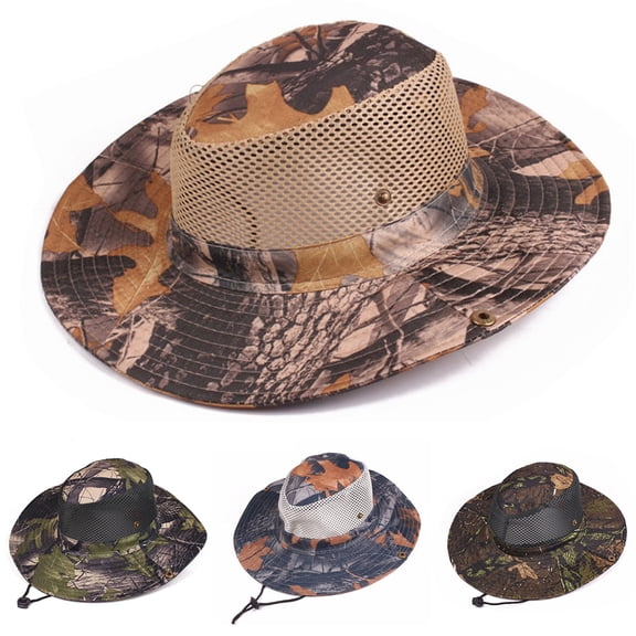 Ludlz Men Women Sunscreen Cooling Hat Mesh Cap Heatstroke Protection Camo Cap Wide Brim Sun Hat UV Protection