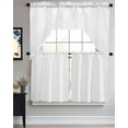 thumbnail image 3 of White Kitchen Curtain and Valance Set 3 Pieces, Rod Pocket Short Tier Curtains 36 Inch Length, Modern Simple White Backdrop Swag Topper Small Window Treatment for Cafe Bathroom Bedroom, 3 of 6