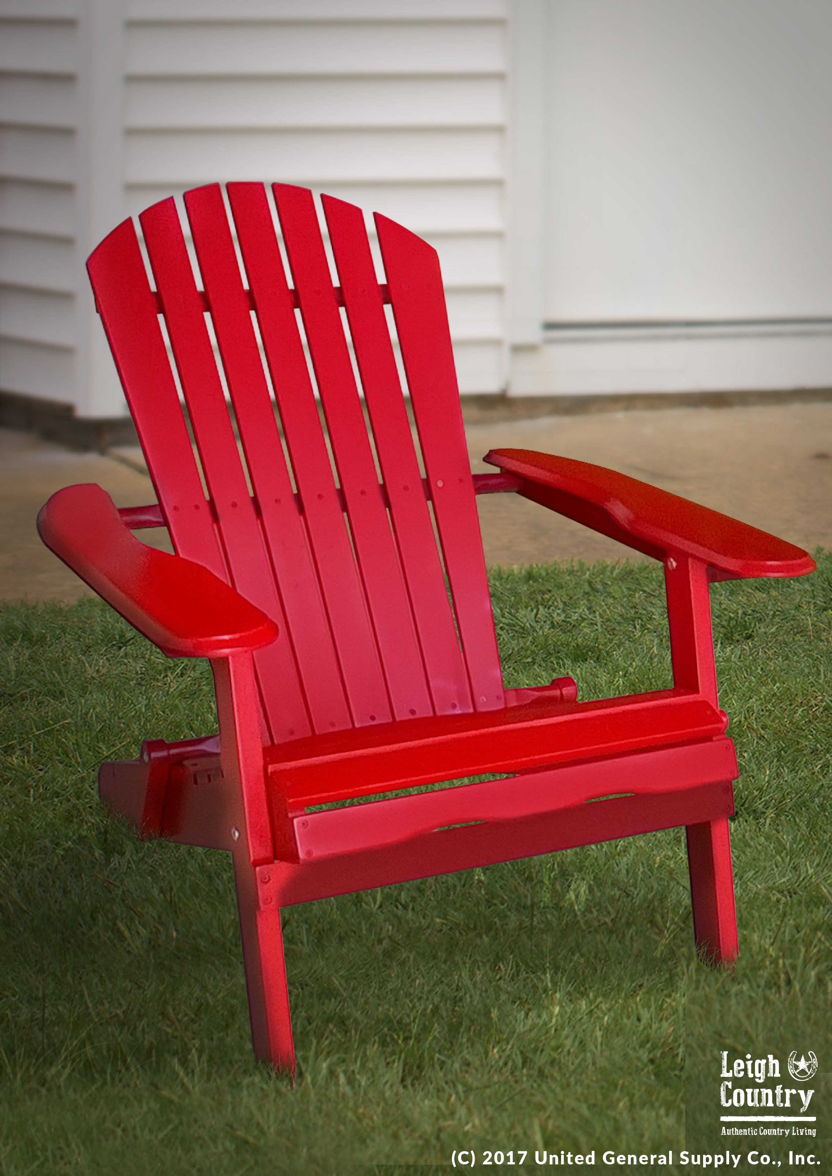 Leigh Country TX 39012 Adult Folding Outdoor Adirondack Chair Red