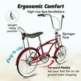 thumbnail image 2 of Tracer Smart Classic Lowrider Beach Cruiser Bike, 20" Front Wheel, 16" Rear Wheel, Banana Seat, Coaster Brake, Drum Brake, for Teen, Adult, Red, 2 of 6