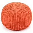 thumbnail image 4 of Gymax Pure Cotton Pouf Floor Ottoman Hand Knitted Footrest Cable Style Home Orange, 4 of 6