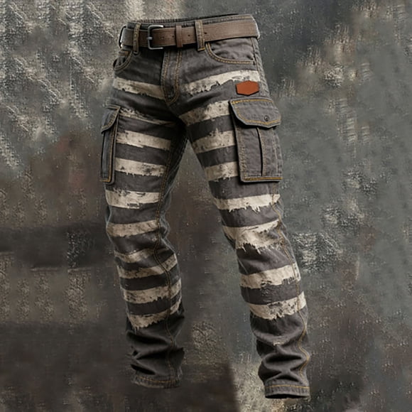 Utility Pants for Men Offering Versatile Everyday Wear with Pocket Design and Print Details