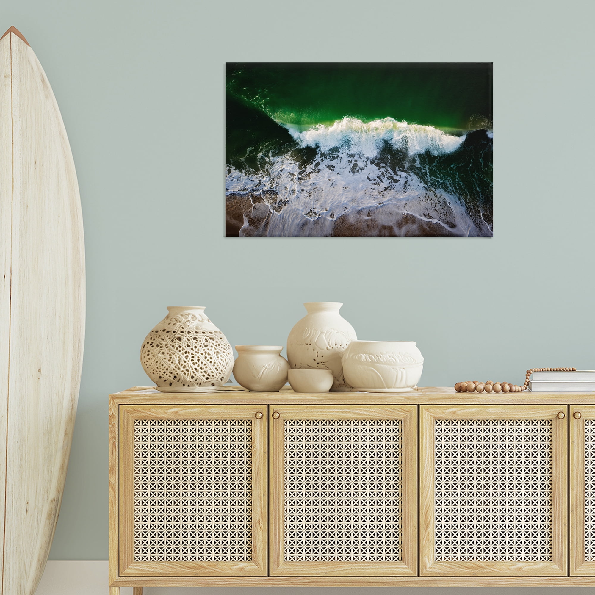 Stupell Industries Deep Green Wave Splash Nautical & Beach Photography Wrapped Canvas Art Print Wall Art, 36 x 24