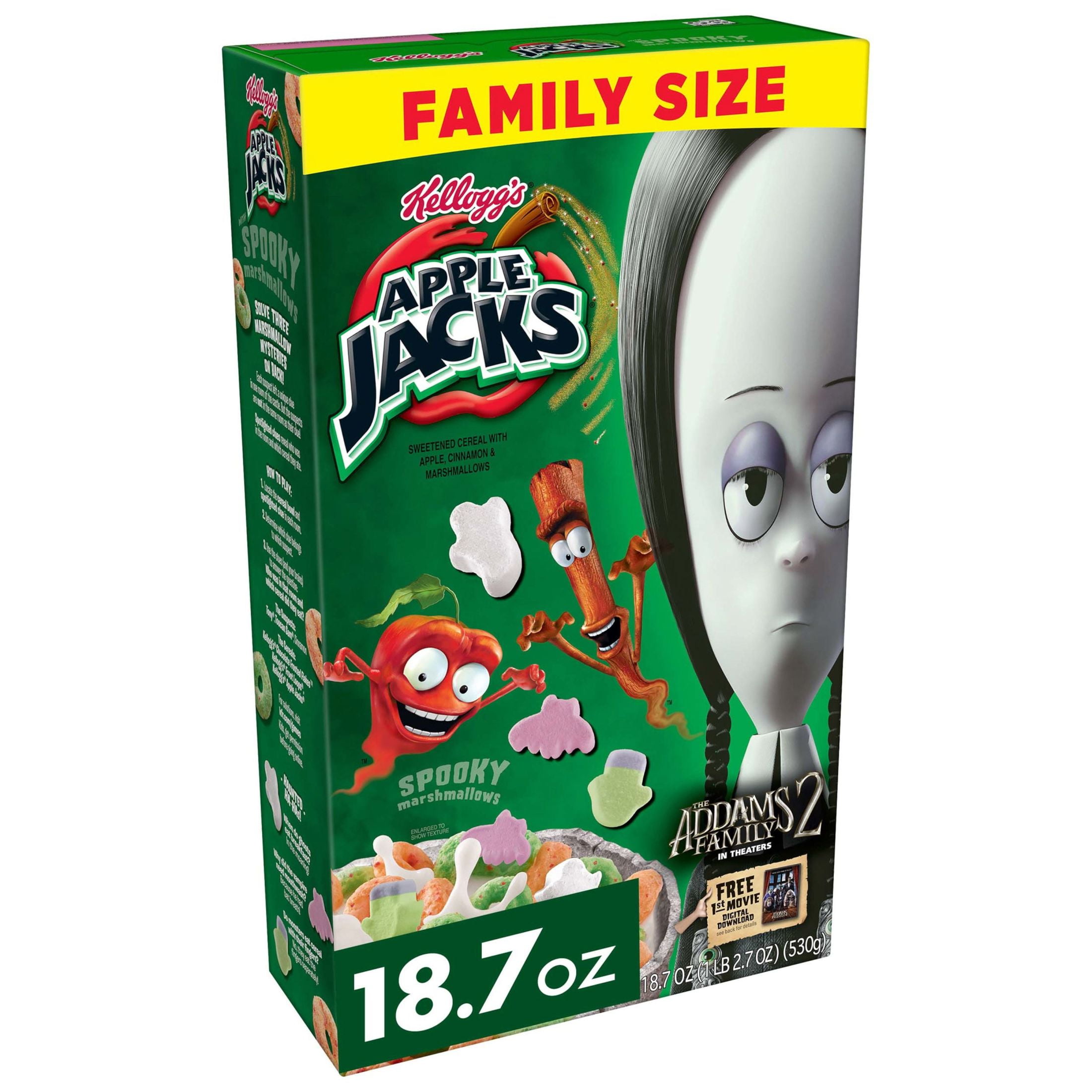 Kellogg's Apple Jacks Breakfast Cereal, Original with Spooky Marshmallows, 18.7 oz