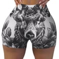 thumbnail image 2 of Picia Monochrome Deer Floral Printed Workout Shorts for Women Seamless Scrunch Butt Lifting High Waisted Yoga Gym Booty Running Moisture-wicking Short Pants-Small, 2 of 9