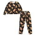 thumbnail image 2 of DISNIMO Capybara Flower Print Women Pajama Sets 2 Piece Pj Sets Long Sleeve Top Wide Leg Pants Soft Comfy Loungewear Round Neck Pajama Outfits, L, 2 of 7