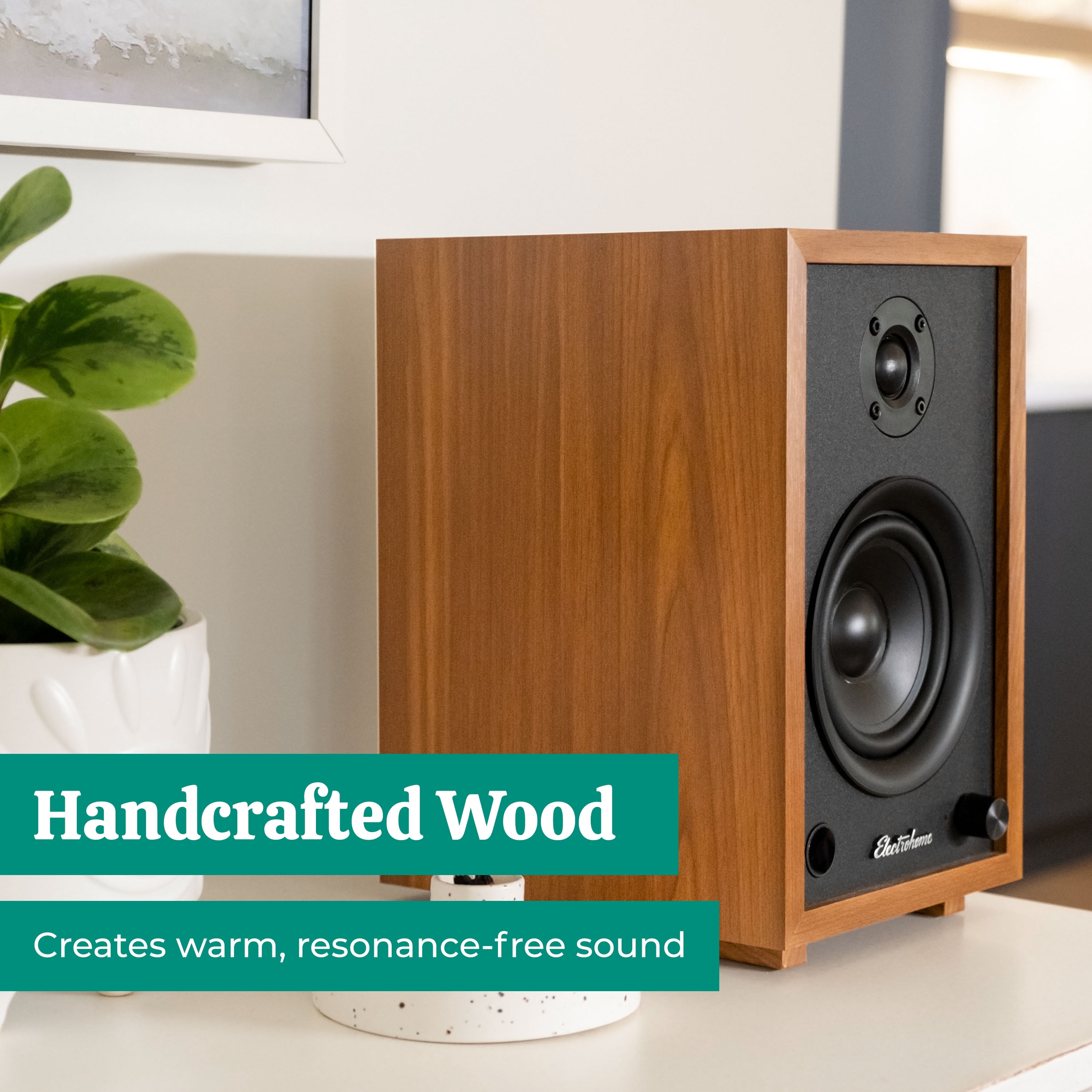 Electrohome McKinley 2.0 Stereo Powered Bookshelf Speakers with Built-in Amplifier and 4" Drivers for Turntable, TV, PC and Wireless Music Streaming featuring Bluetooth 5, RCA and Aux (EB30)