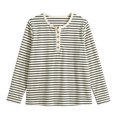 thumbnail image 3 of Noric Women Maternity Long Sleeve Striped T-Shirt Casual Henley Neck Tops for Pregnancy Fall Winter Daily Wear, 3 of 7