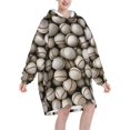 thumbnail image 2 of Baseball Print Oversized Blanket Hoodie, Wearable Blanket Adult For Women Men And Teenager, Super Soft Warm Flannel Fluffy Hooded Blankets Sweatshirt With Big Pocket, 2 of 8