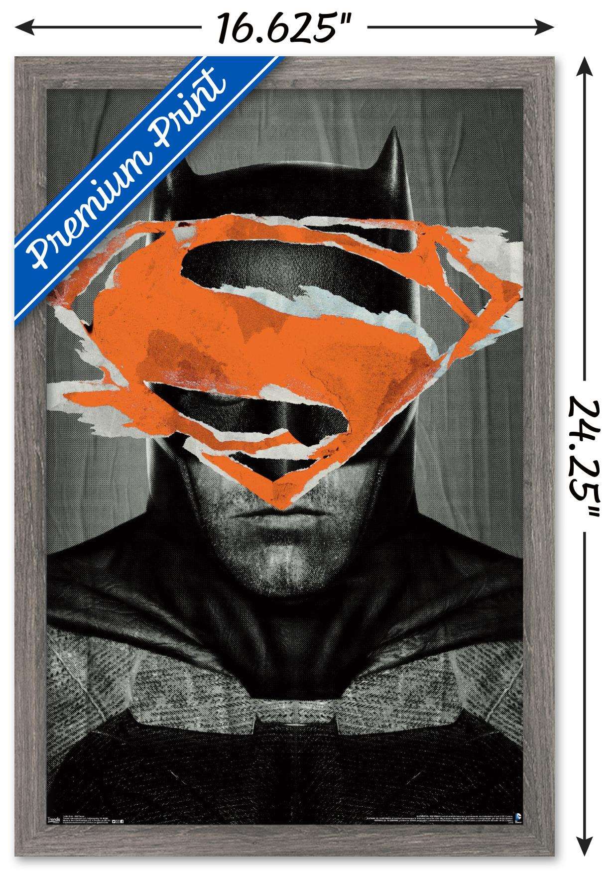 DC Comics Movie - Batman v Superman - Batman Teaser Wall Poster, 14.725" x 22.375", Framed