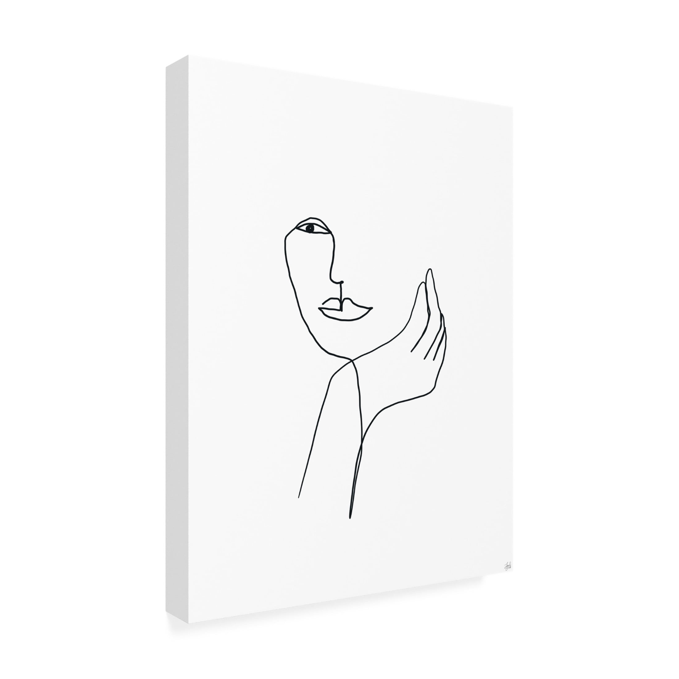 Canvas Wall Art - Line and Brush 'Line Female Look 3' Wall Art for Living Room, Bedroom, or Office Décor by Trademark Fine Art - 35 x 47 Inches