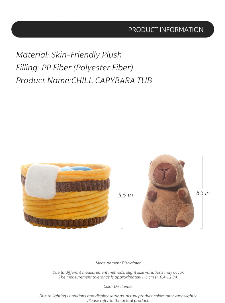 Chill Capybara Tub Plush, Bath Tub Capybara Stuffed Animal with Soft Plush Fabric, Cozy Decorative Plush, Relaxing Companion Gift
