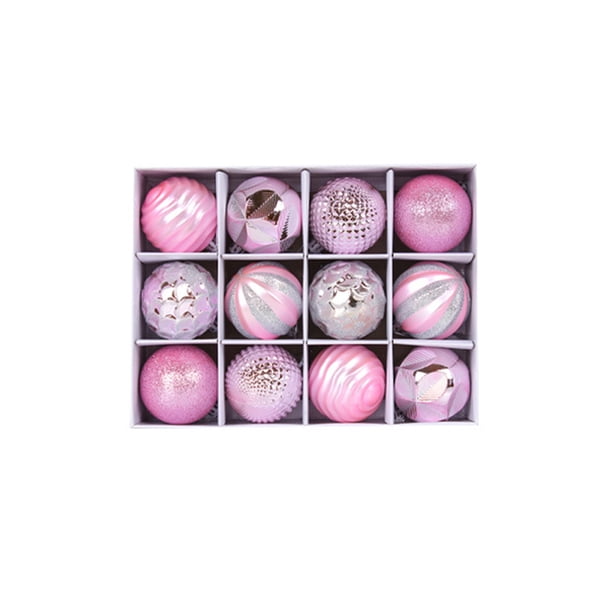 Matsuzay Paquete de 12 bolas de Navidad para colgar en la pared, decoraciones de ambientes, adornos de fiesta temáticos de cumpleaños, hogar Kits de decoración para fiestas Rosado