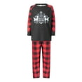thumbnail image 2 of Family Matching Christmas Pajamas, Elk Letter Print Long-Sleeved O-Neck Tops + Plaid Pattern Trousers, 2 of 10