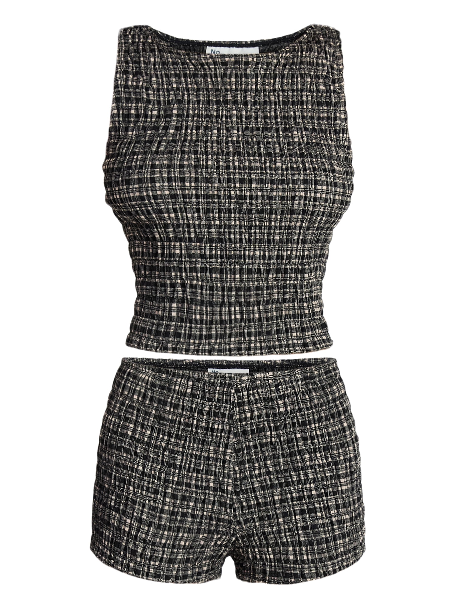 No Boundaries Smocked Tank Top and Shorts Set, 2-Piece, Women's XXS-XXL