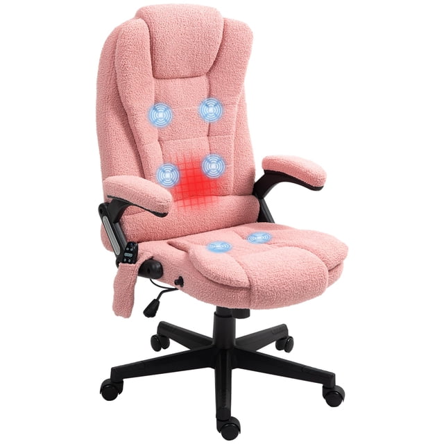 Silla de oficina HOMCOM de masaje vibratorio de 6 puntos con color rosa intenso