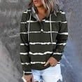 thumbnail image 2 of Jinhomg Women's Striped Oversized Sweatshirt Lightweight Comfy Button Up Hoodie Casual Loose Long Sleeve Casual Y2K Pullover Tops with Pocket Army Green XL, 2 of 7