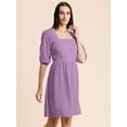 thumbnail image 2 of Moomaya Womens Solid Ruched Midi Dress, Smocked Style, Elbow Sleeves Dress, 2 of 8