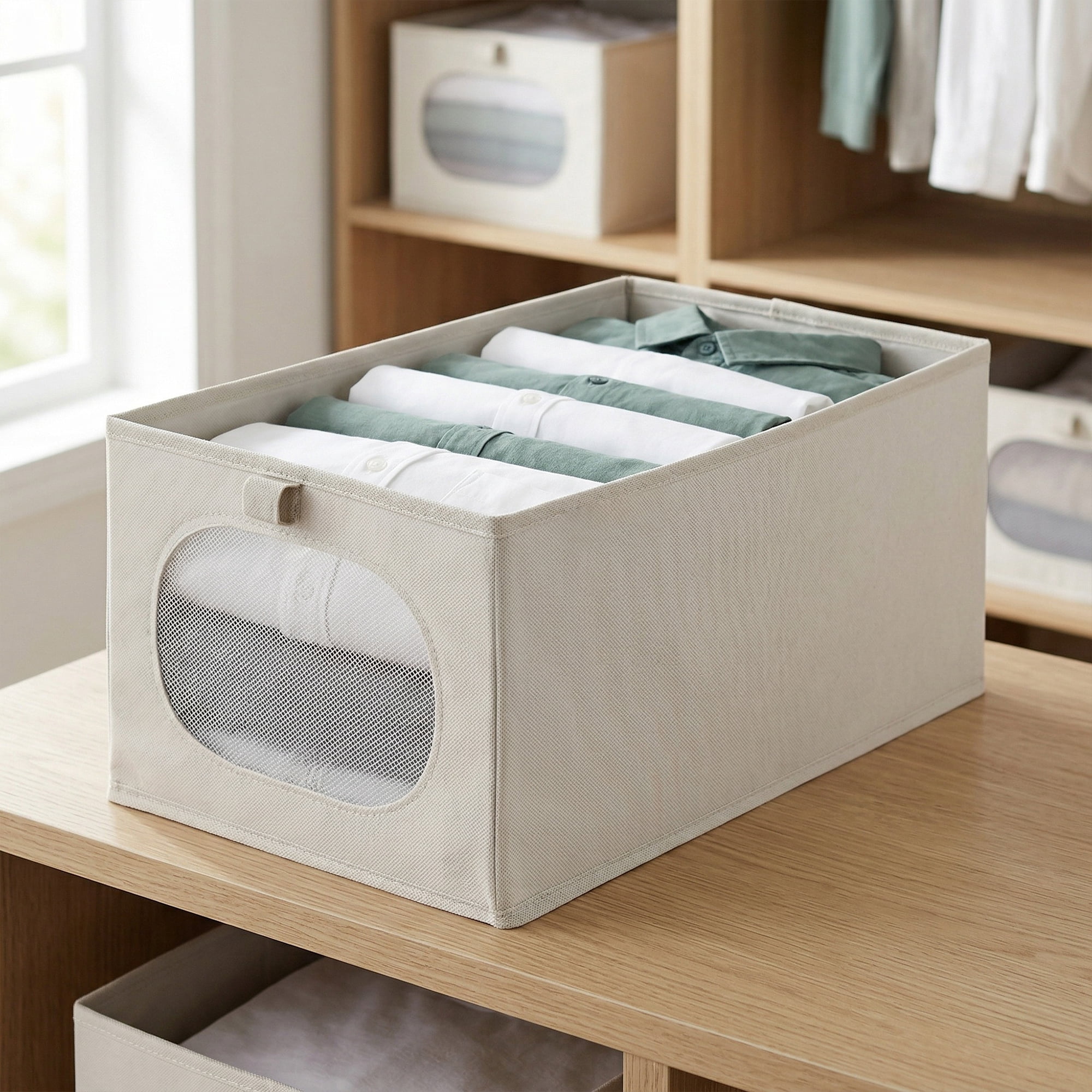 Unique Bargains Fabric Storage Bin With Bottom Light Grey 17.3*9.8*7.9in