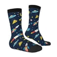 thumbnail image 3 of Uemuo Funny Spaceships Pattern Women's Crew Socks, Soft Durable Breathable Moisture-Wicking with Odor Control Cotton socks, 3 of 9