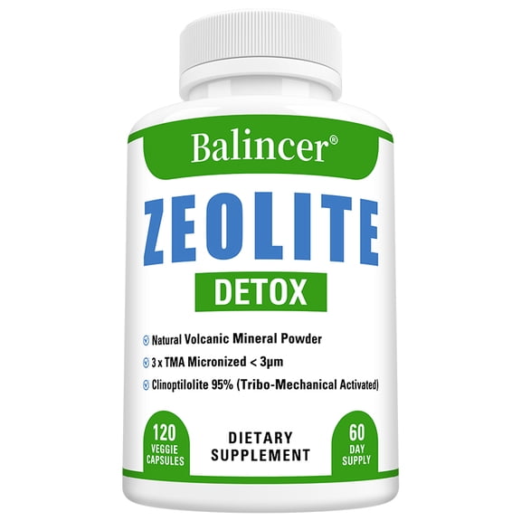 Balincer Natural Zeolite Supplement, 1000mg, 120 Veggie Capsules, Supports Gut Environment & Natural Cleansing
