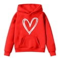 thumbnail image 4 of OYXSER Kids Girls Heart Graphic Hooded Sweatshirt Long Sleeve Pullover Top with Front Pocket Casual School Wear, Red 7-8Y, 4 of 5