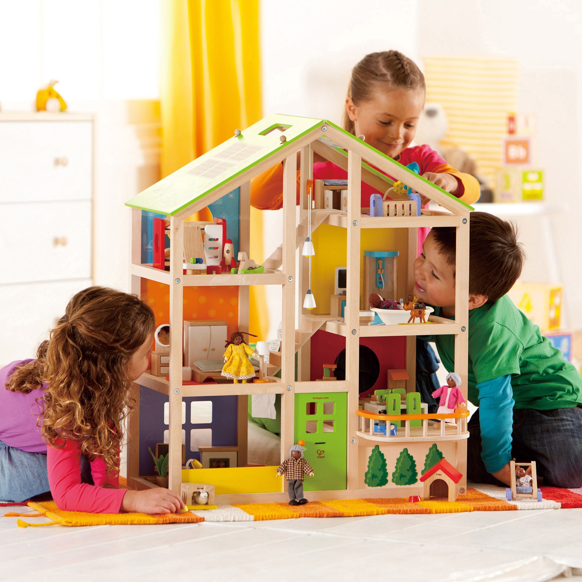 Hape All Seasons Wooden Furnished Dollhouse Playset - image 5 of 6