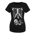 thumbnail image 1 of Hauts de Maternité d'Halloween pour Femmes, T-Shirt de Grossesse Amusant à Imprimé Squelette, Coupe Confortable Extensible, Blouse Décontractée Froncée sur le Côté pour Mamans, 1 of 3