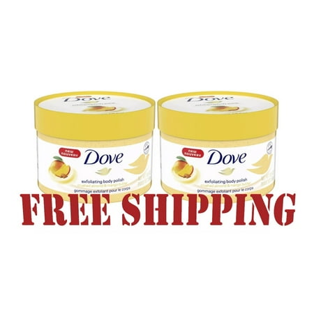 Dove Crushed Almond & Mango Butter Exfoliating Body Polish Scrub 10.5 fl oz Twin Pack