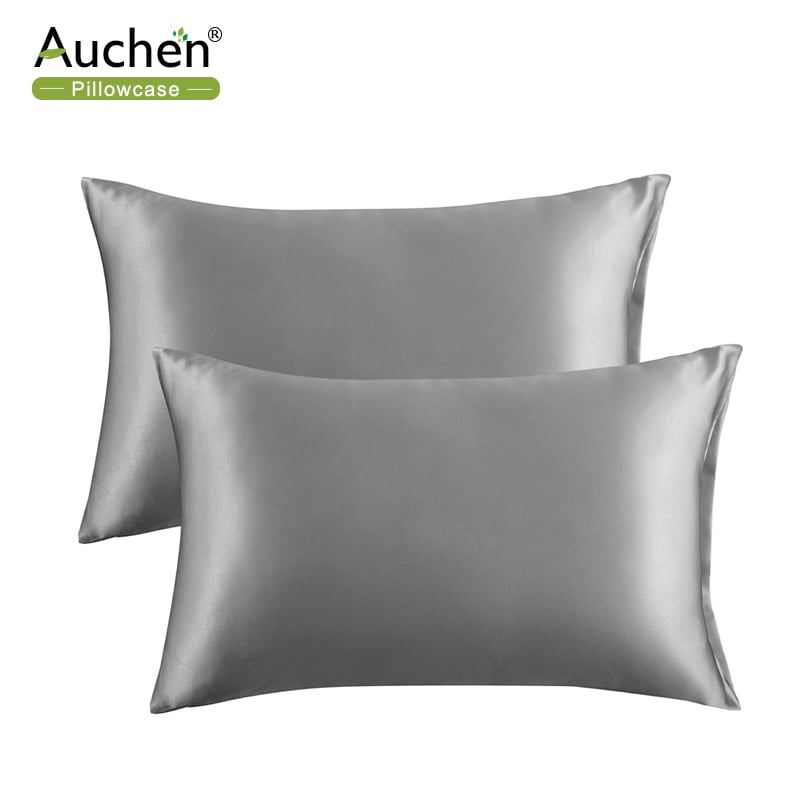 Luxury Silk Satin Pillowcase for Hair and Skin 2 Pack Queen 20x30 Less Bed Head 