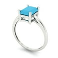 thumbnail image 2 of Clara Pucci 14K White Gold Solid Gold Turquoise Solitaire Anniversary Ring for Women - 2 cttw Emerald Cut, 2 of 8