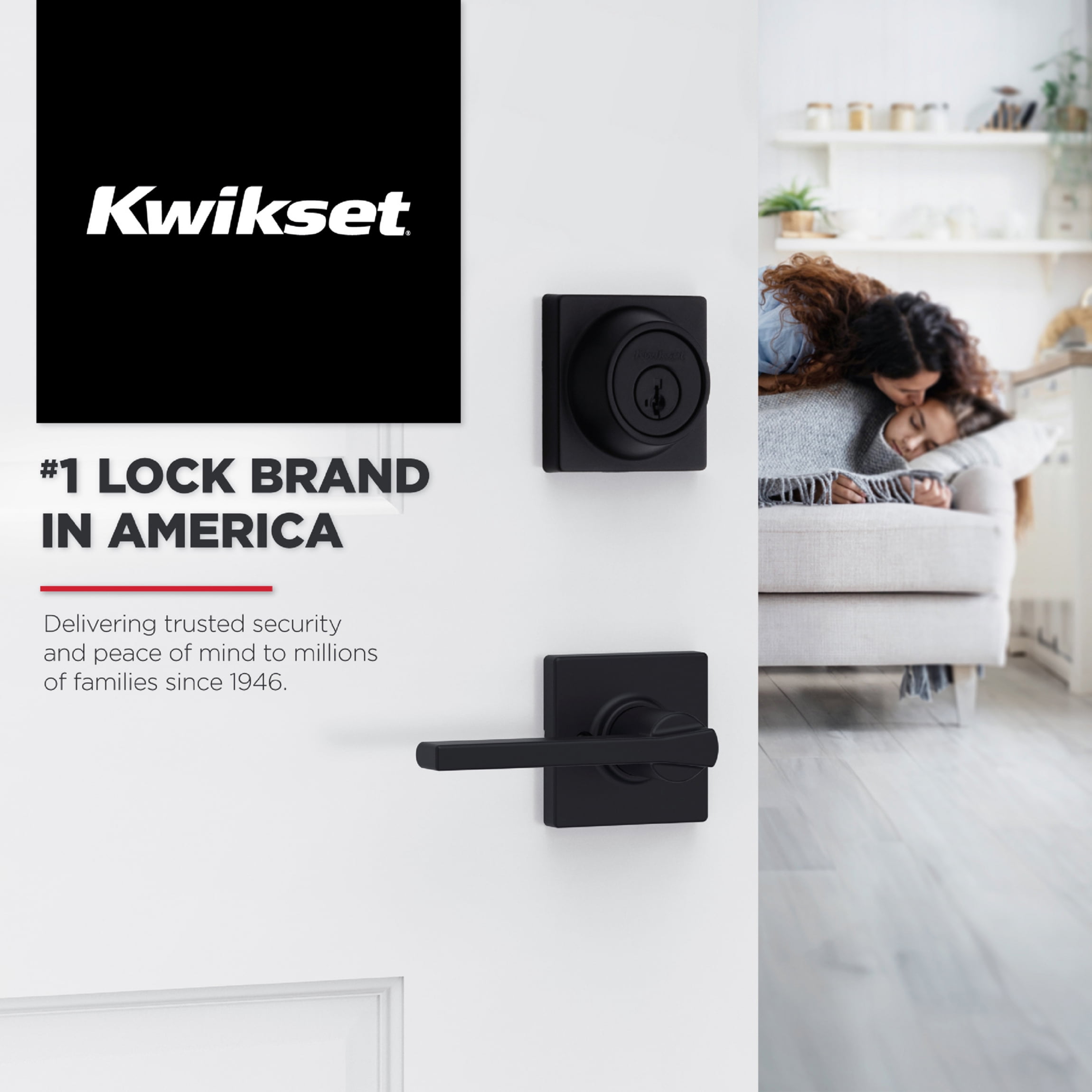Kwikset Breton Square Passage Lever Doorknob Polished Chrome
