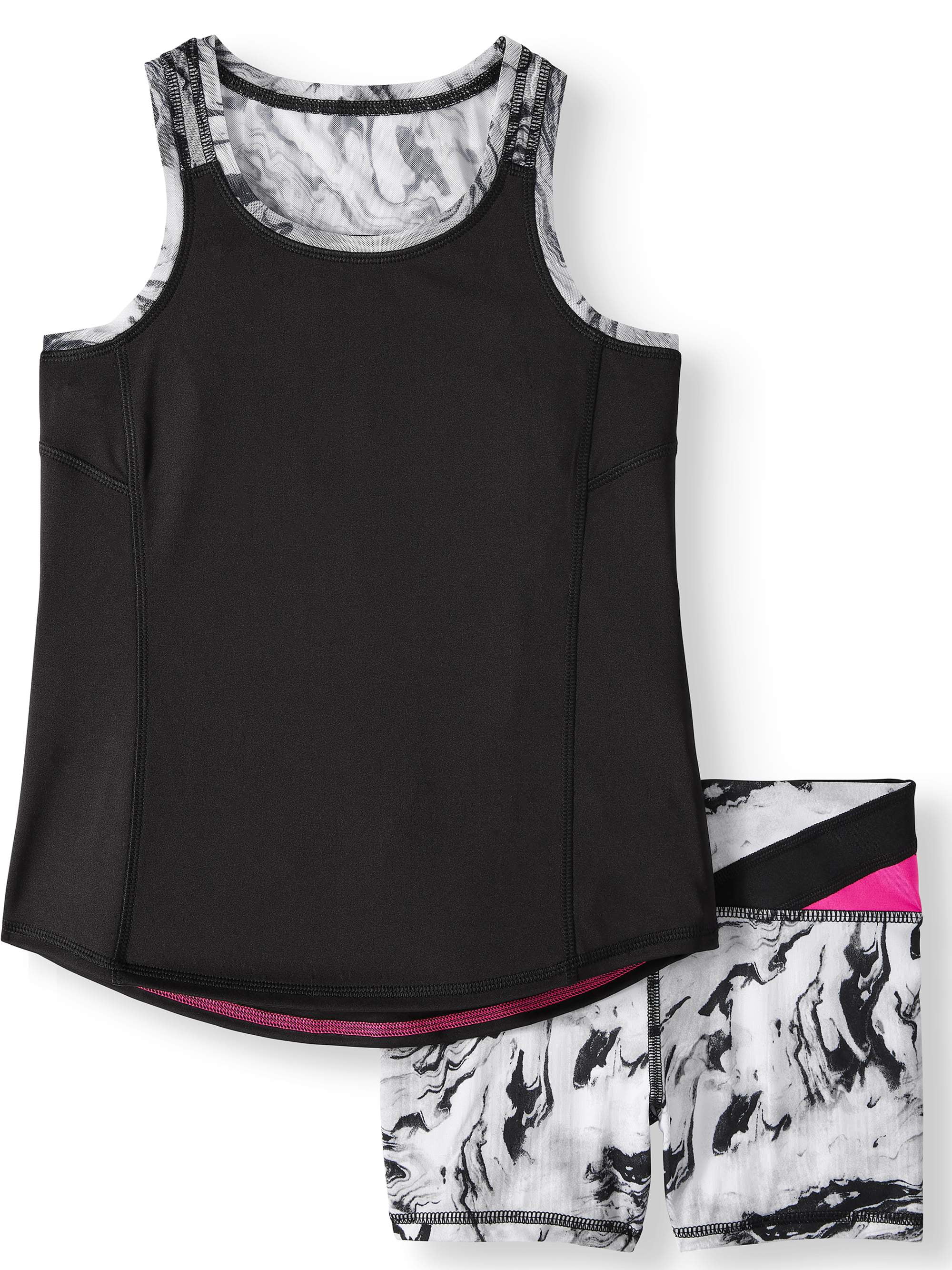 Athletic Works Girls 2 Piece Active Tank and Bike Shorts Set