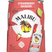 Malibu Strawberry Daiquiri Ready to Drink Rum Cocktail, 4 Pack, 12 Fl Oz Cans, 7% ABV