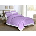 thumbnail image 2 of 5 Piece Pinch Ruffle Duvet Cover Set, Extra Soft, Luxury,100% Egyptian Cotton, Zipper Closure and Quilts Cover Set, Cool and Breatheable Bedding Sets Lavender and White Solid,Full Size., 2 of 4
