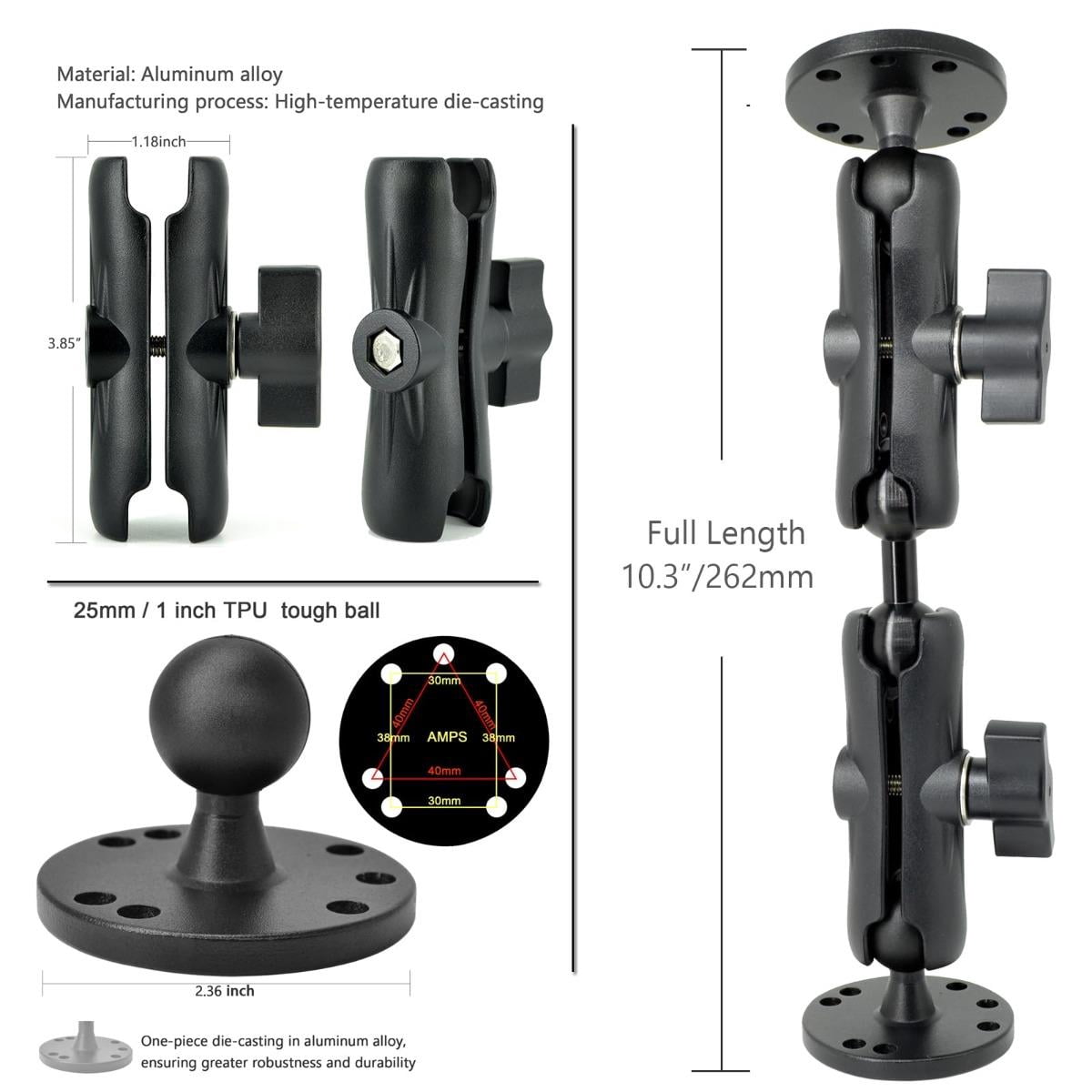 GARENDE Fish Finder Mount Base Adjustable Sturdy 1" Ball Mount for Boat Marine Kayak