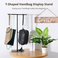 thumbnail image 3 of T Bar Purse Display Stand Handbag Rack,Adjustable Height Black Tabletop Hook Hanging Jewelry Stands,Stainless Steel Handbag Holder for Scarf, Necklace,Tie, 3 of 6