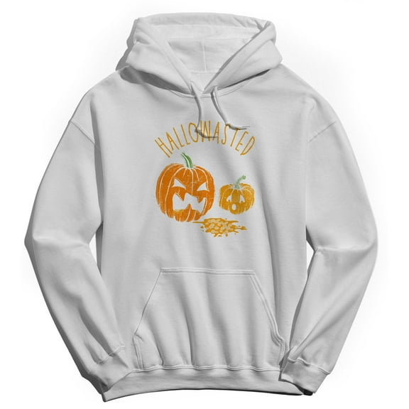 Halloween Hallo Wasted Graphic White Men's Cotton Pullover Hoodie