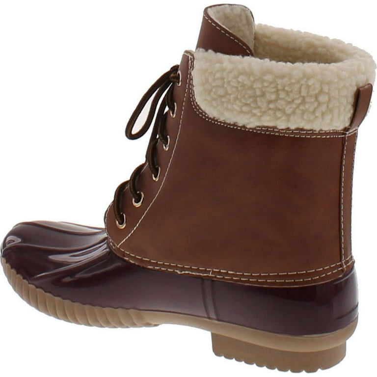 AXNY DYLAN 3 Women s Two Tone Lace Up Ankle Rain Duck Boots One Size Small