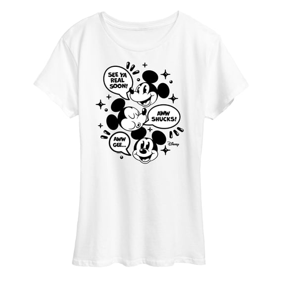 Disney - Mickey Mouse - Conversation Bubbles - Women's Short Sleeve Graphic T-Shirt